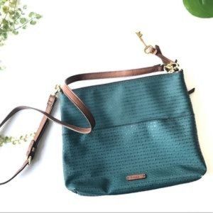 Fossil crossbody bag blue turquoise brown